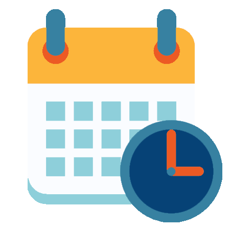 Calendar with clock in lower right corner