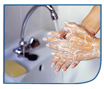 washing hands using soap and water