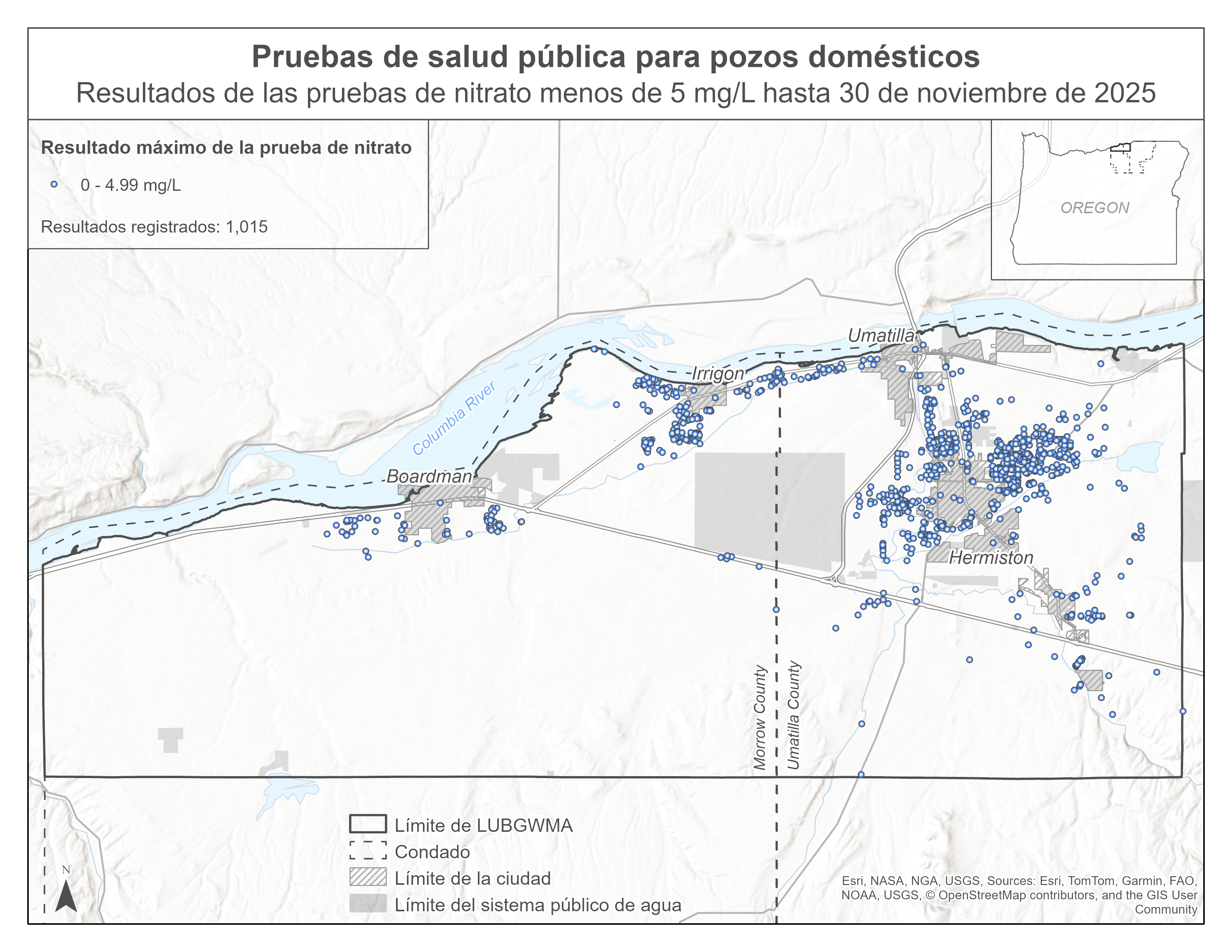 Nitrate test reults below 5 mg/L