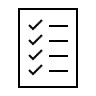 An outline of a piece of paper with a checked off list.