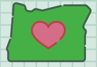 clipart of oregon map with heart