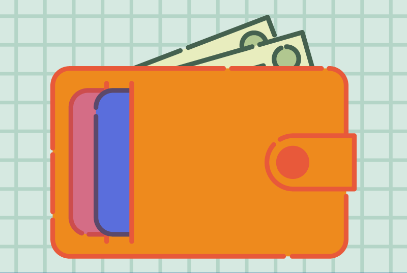 clipart of wallet with cash