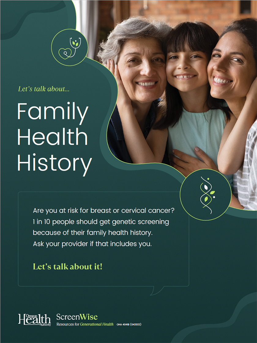 ScreenWise "Family Health History" Campaign Poster
