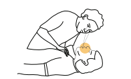 Responder rubbing knuckles on person's chest