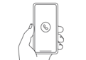 hand holding cell phone, making call