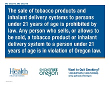 Tobacco 21 Retailer Required posting in English 