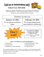 Flyer with immunization catch-up schedule