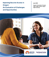 Cover of report with woman and child talking with woman in scrubs.