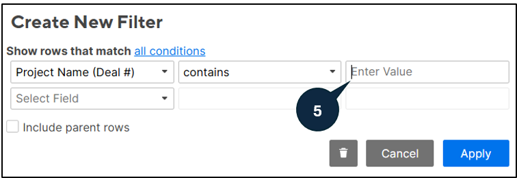 Graphical interface of pop up window in tracker show where to click enter value field.