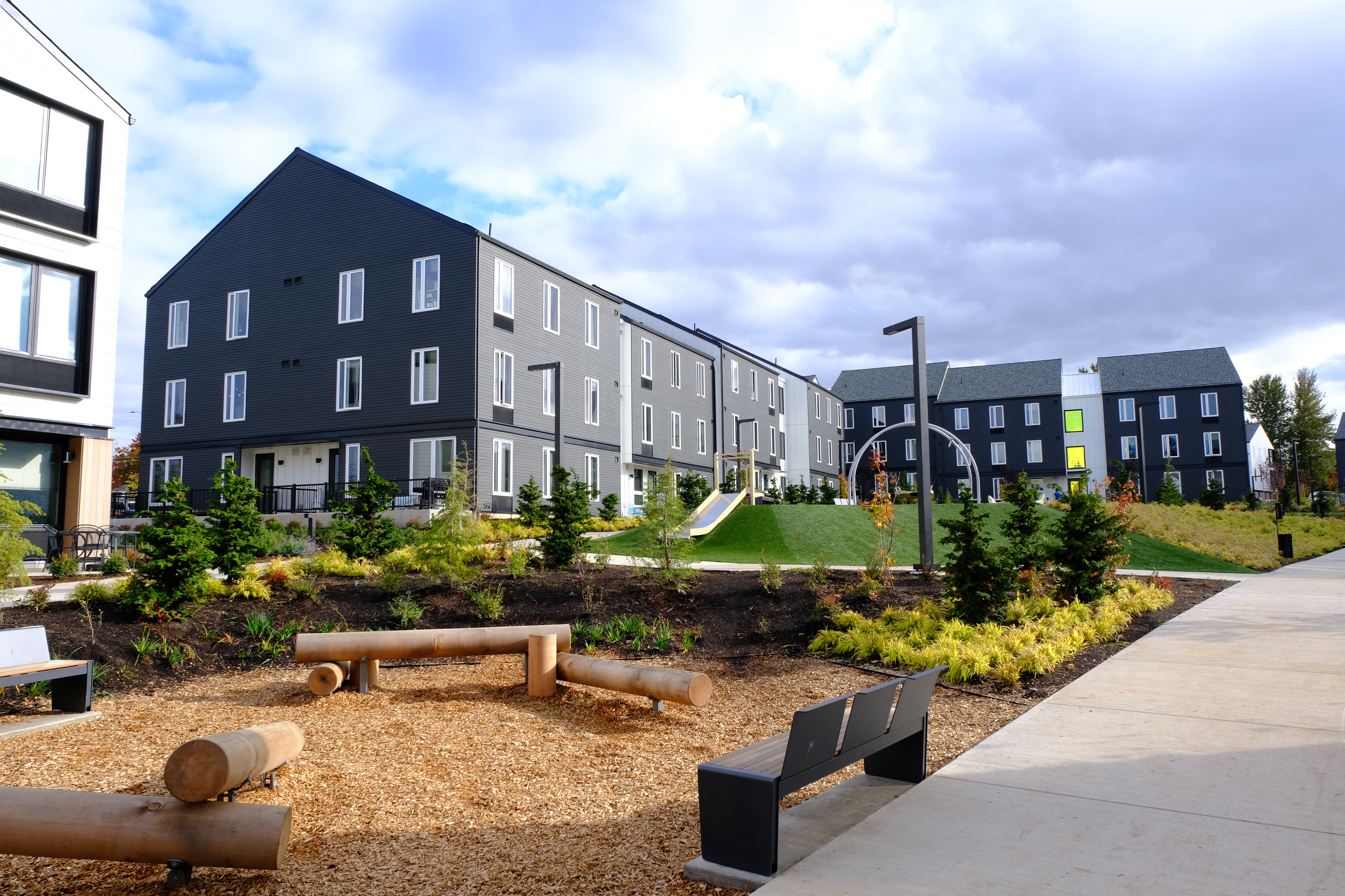 photo of a multi-story apartment building complex