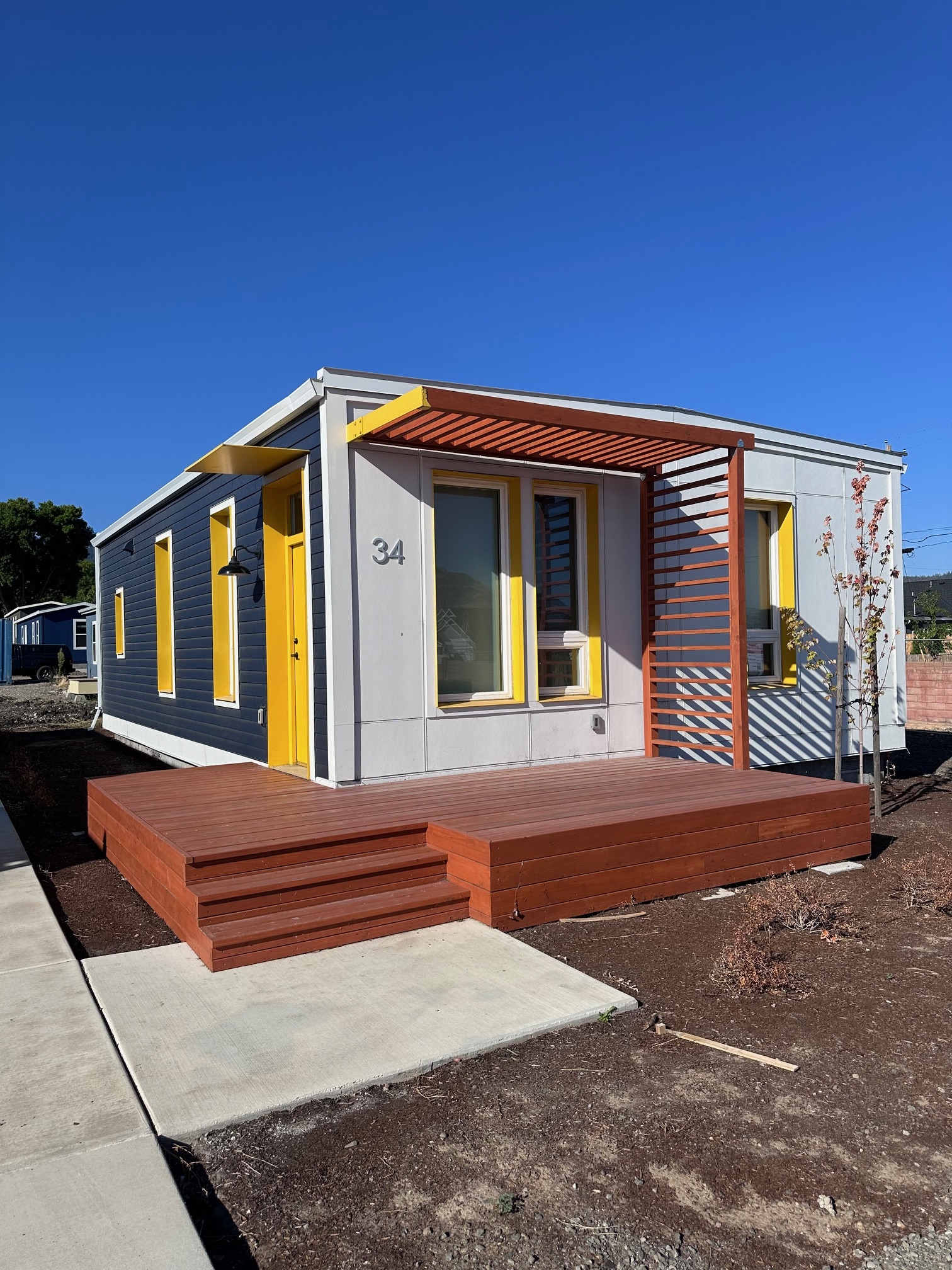 photo of the front of a single manufactured home