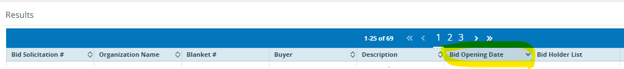 Screenshot of the Bid Opening Date column