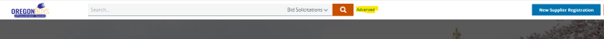 Screenshot of the top of the OregonBuys homepage with the search bar hilighted