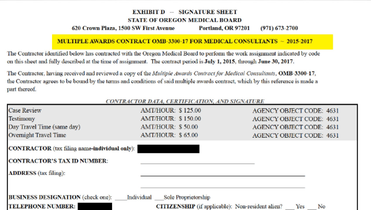 Oregon Medical Board Medical Consultants Investigations State of