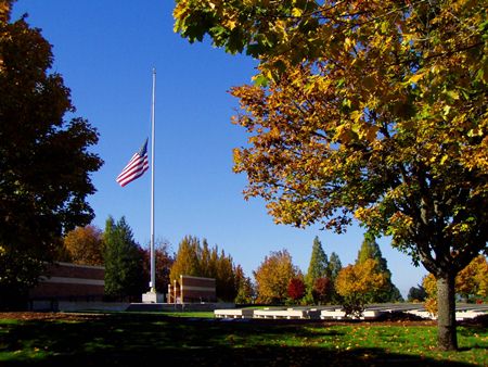 Willamette National Cemetery Picture with Flag