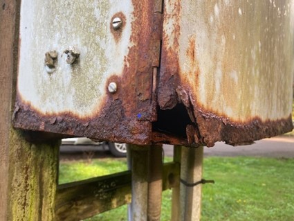 Corrosion on an electric box