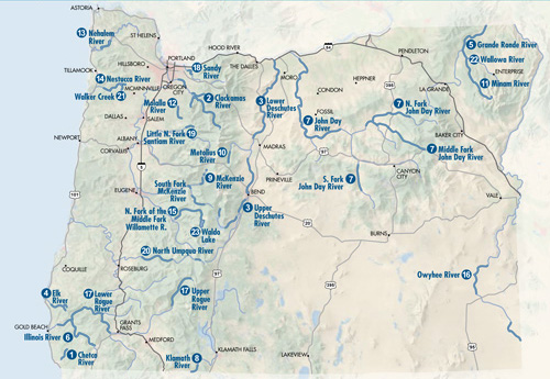 scenic waterway of Oregon map