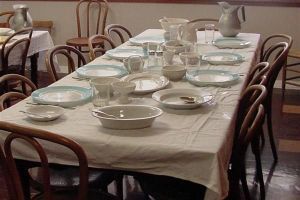 Dining table with dishes