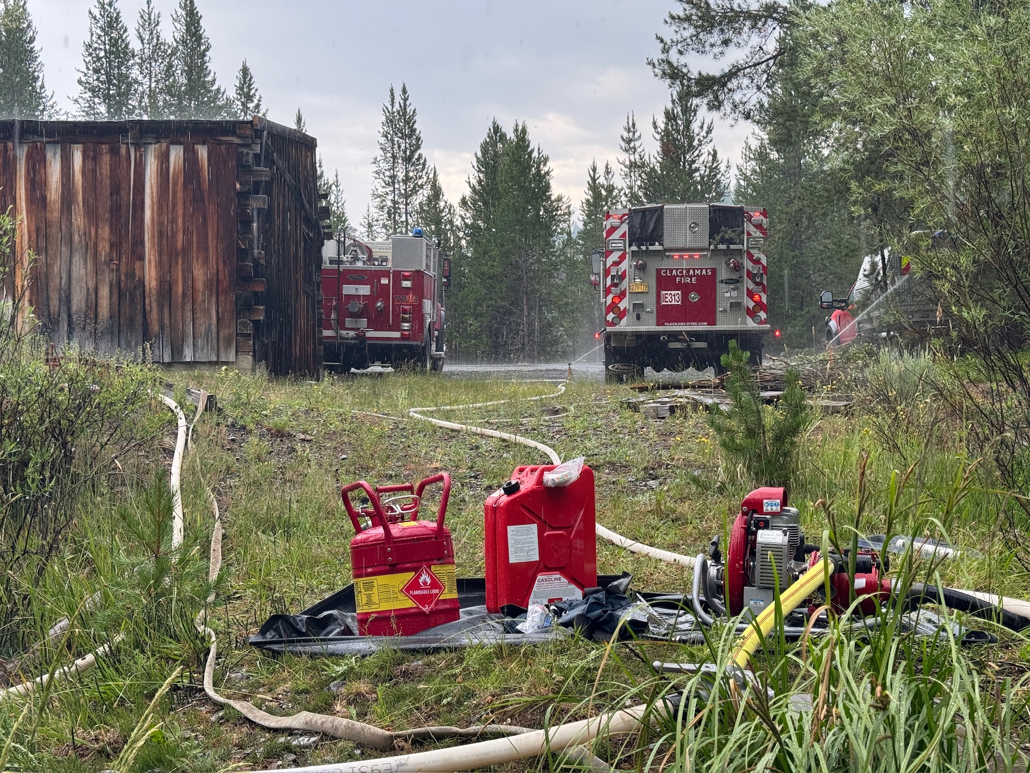 Ground crews monitoring fire behavior at Olive Butte