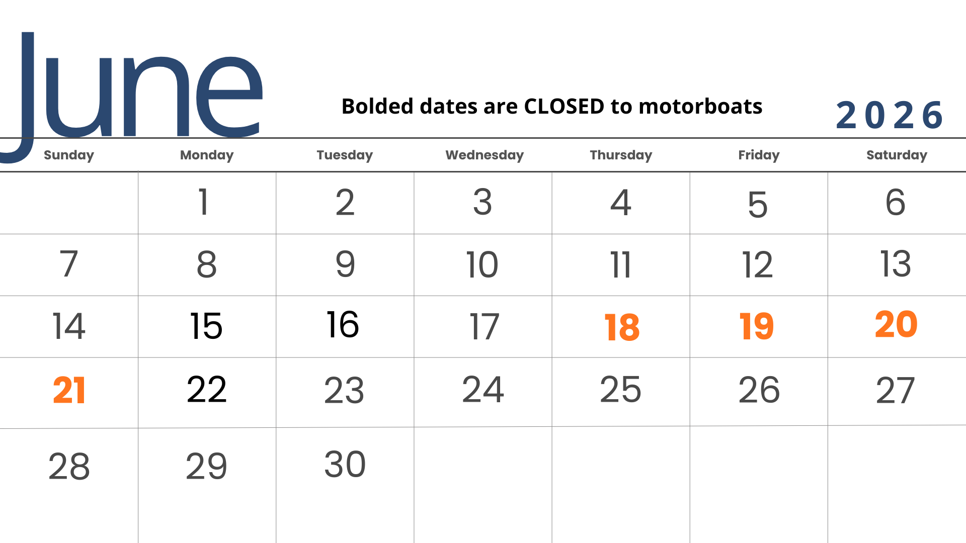 Lower Deschutes Motorboat Schedule June 2026