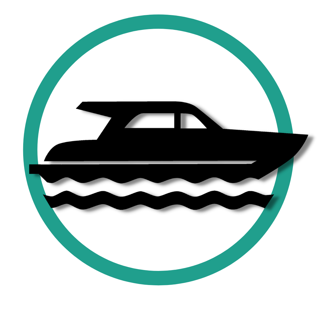 Large cabin motorboat icon