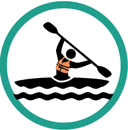 Icon of a paddler wearing a life jacket