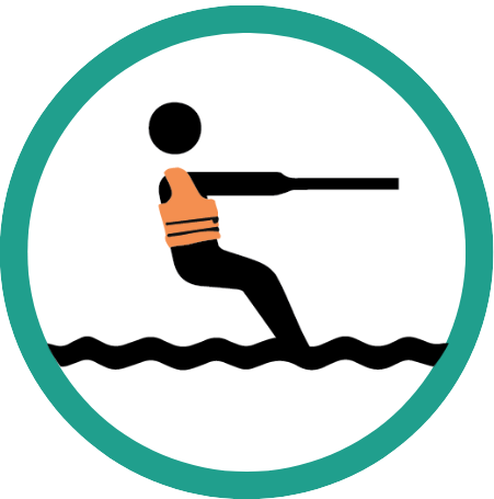 Towed waterskiier wearing a life jacket