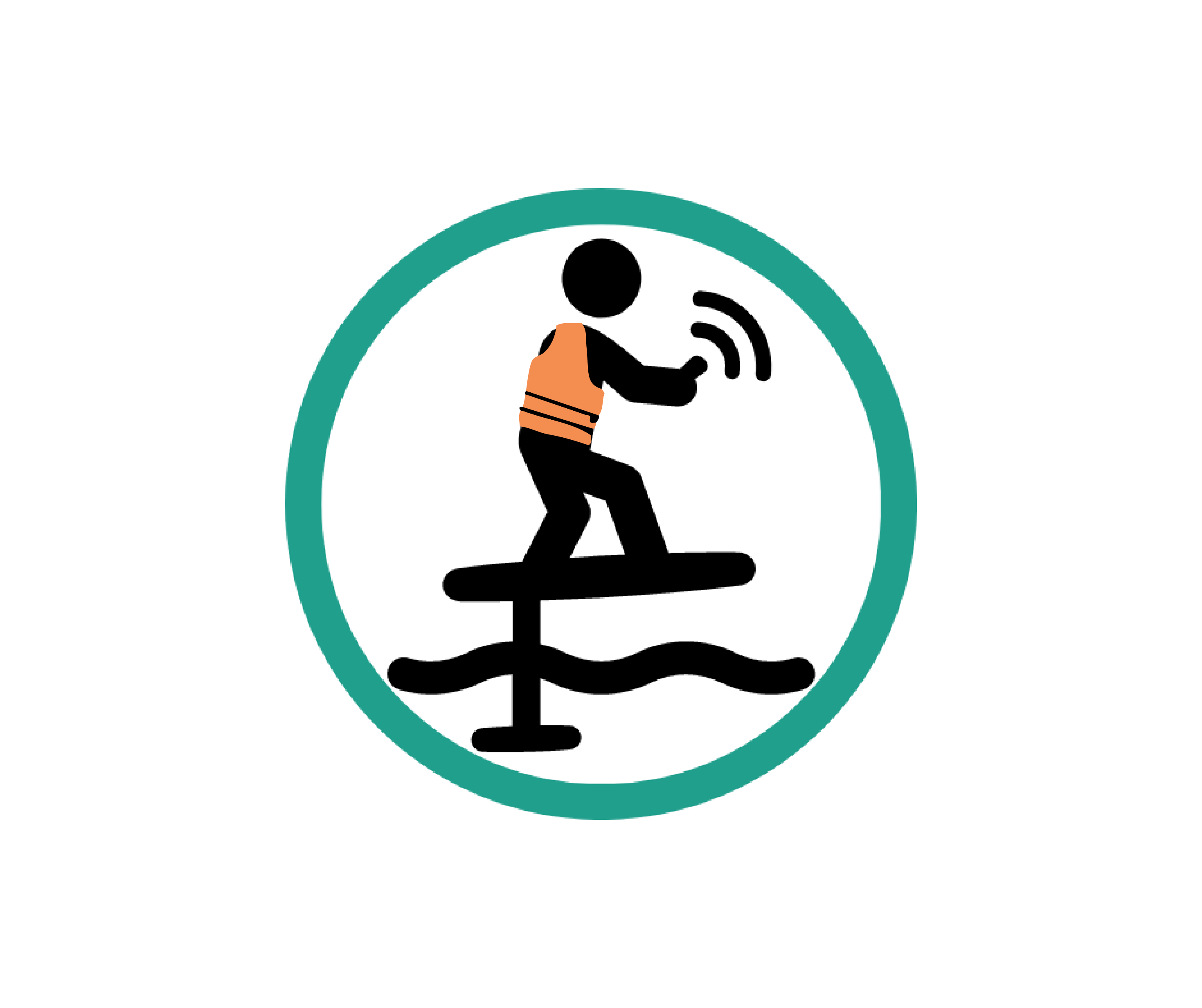 Graphic of a person on an eHydrofoil wearing a life jacket