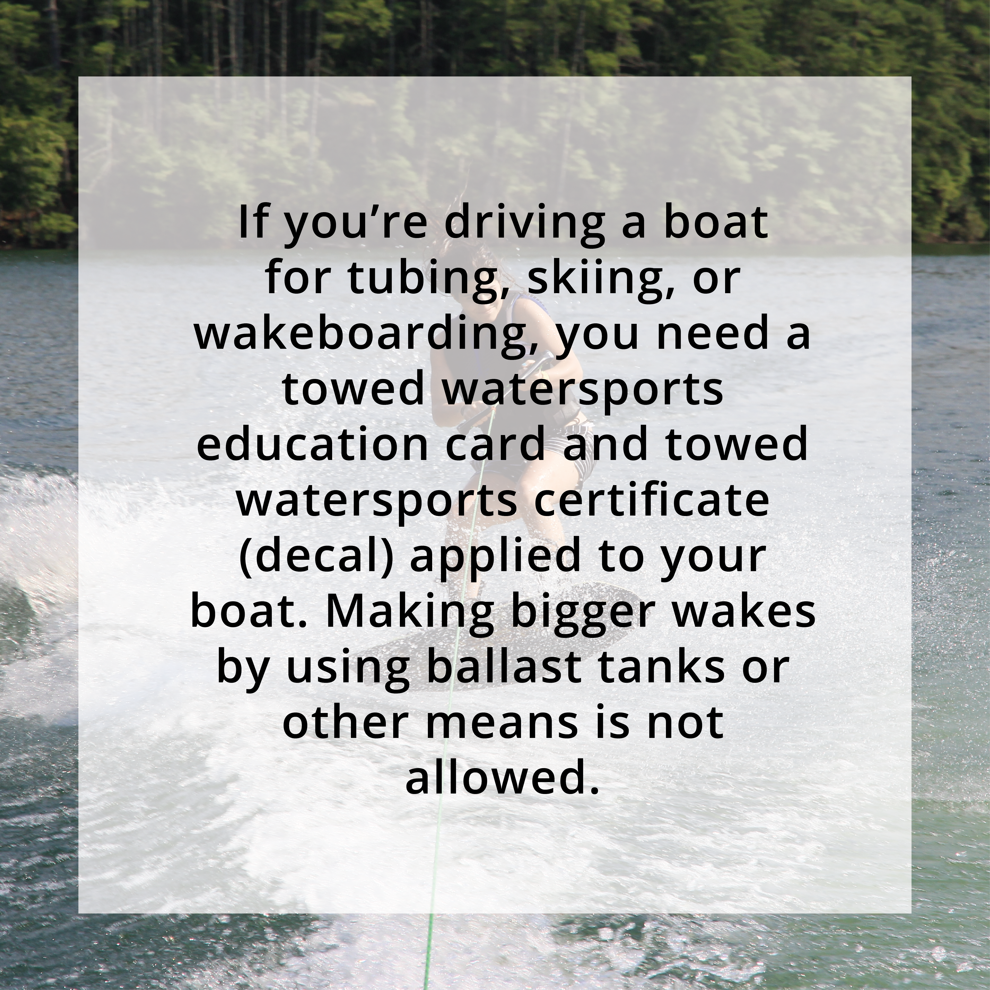Newberg Pool tile explaining the education and boat endorsement when engaging in waterskiing, wakeboarding or tubing