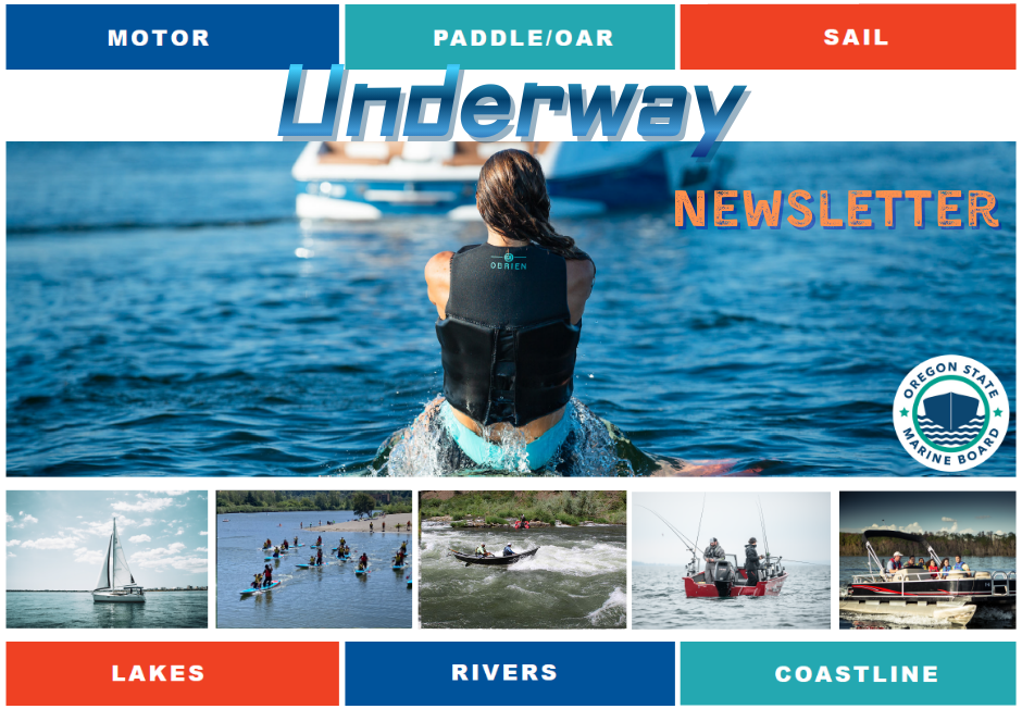 Underway Newsletter banner with images of different boating activities
