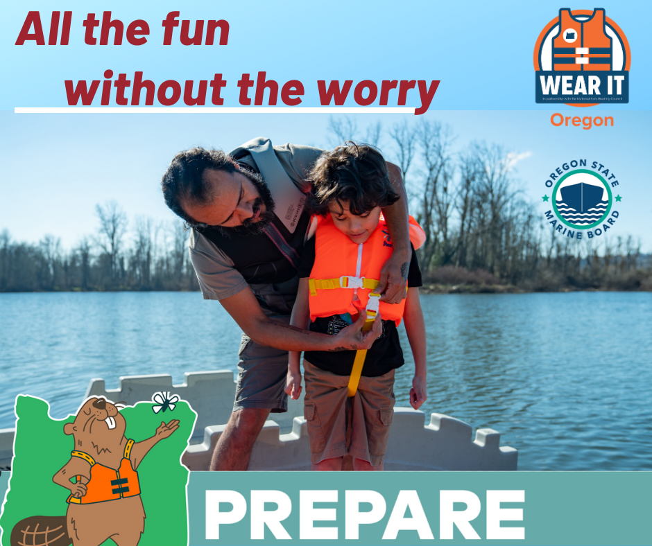 Dad fitting child in a life jacket -Prepare tile