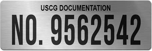 Example of a custom-made Documented Vessel Number Plate