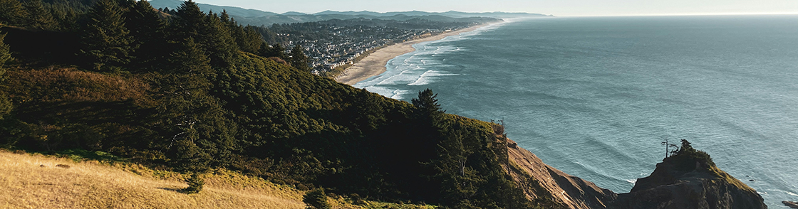 aerial view of Lincoln City and ocean