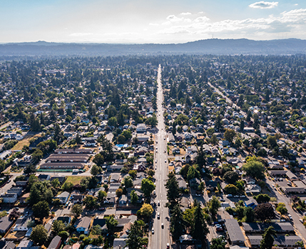 aerial view of SE Portland