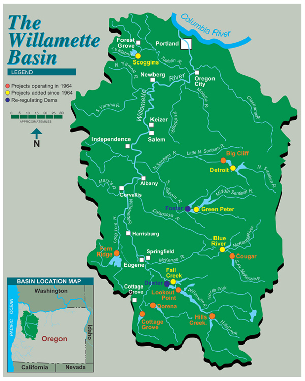 A map of The Willamette Basin
