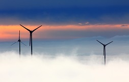wind turbines in the clouds