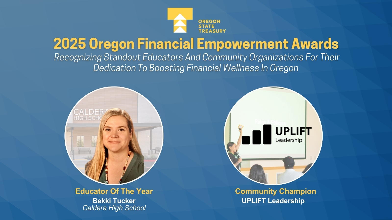 OFEA winners Bekki Tucker and Commmunity champion UPLIFT