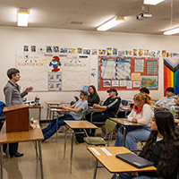 Thumbnail of Treasurer Steiner speaking before a class
