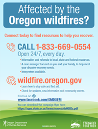 Affected by Oregon wildfires? Call 833-669-0554